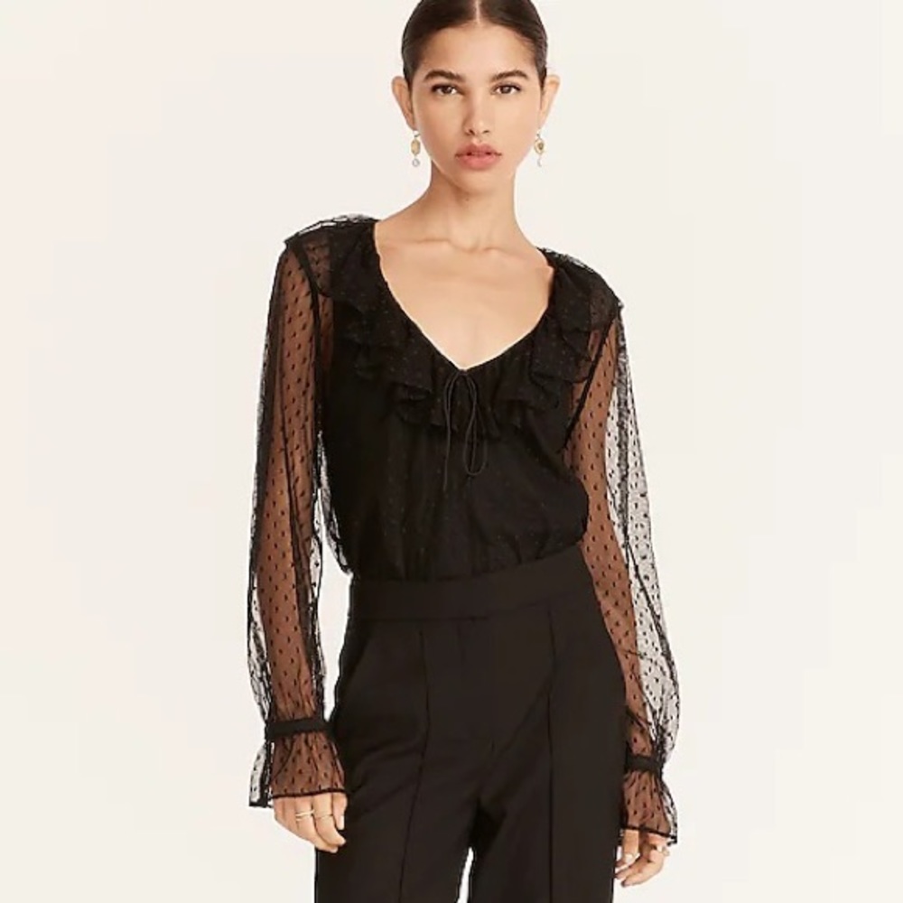 J.Crew Ruffleneck top in clip dot